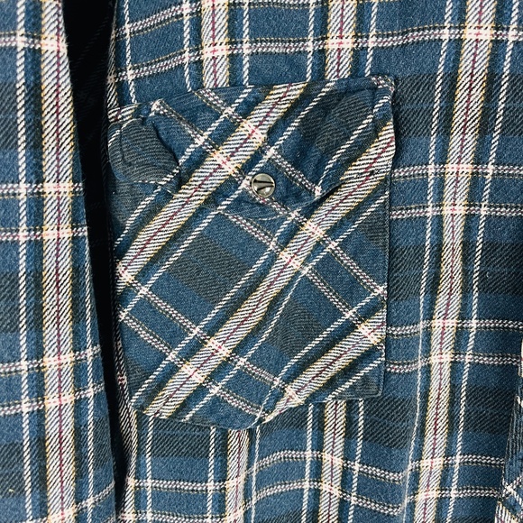 Vintage Sandy River Men's 2XLT Flannel Pearl Snap Shirt Western Heavyweight Blue - Picture 2 of 6